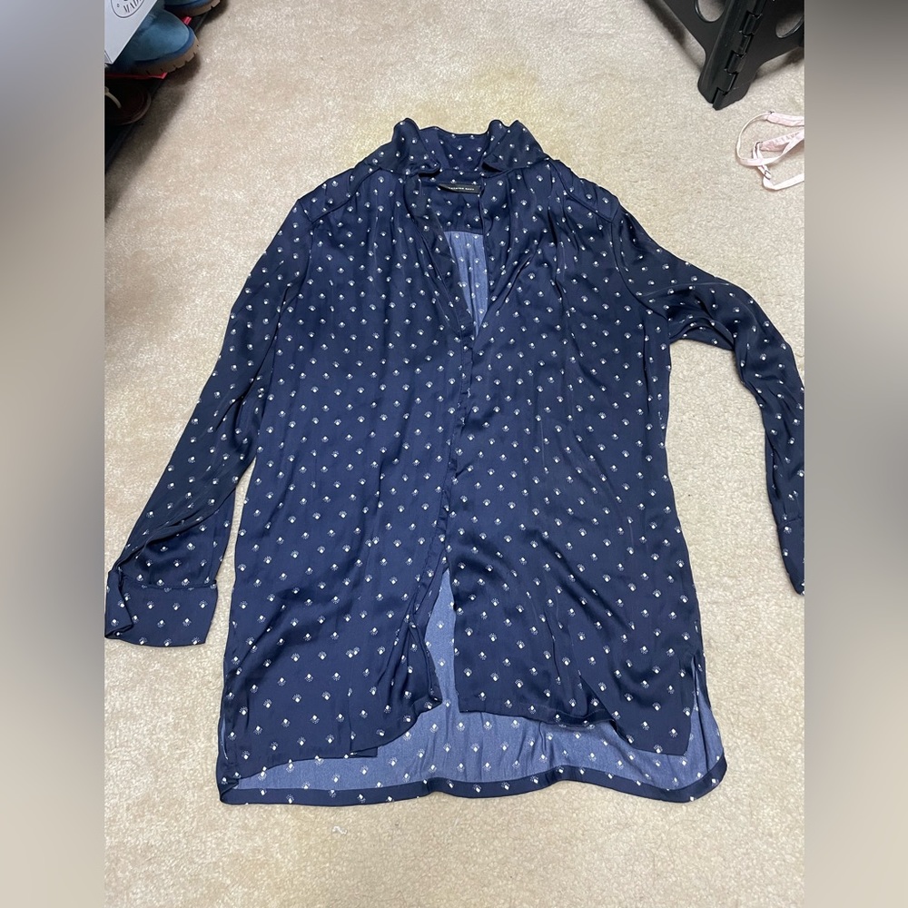 Something Navy satin pajama shirt